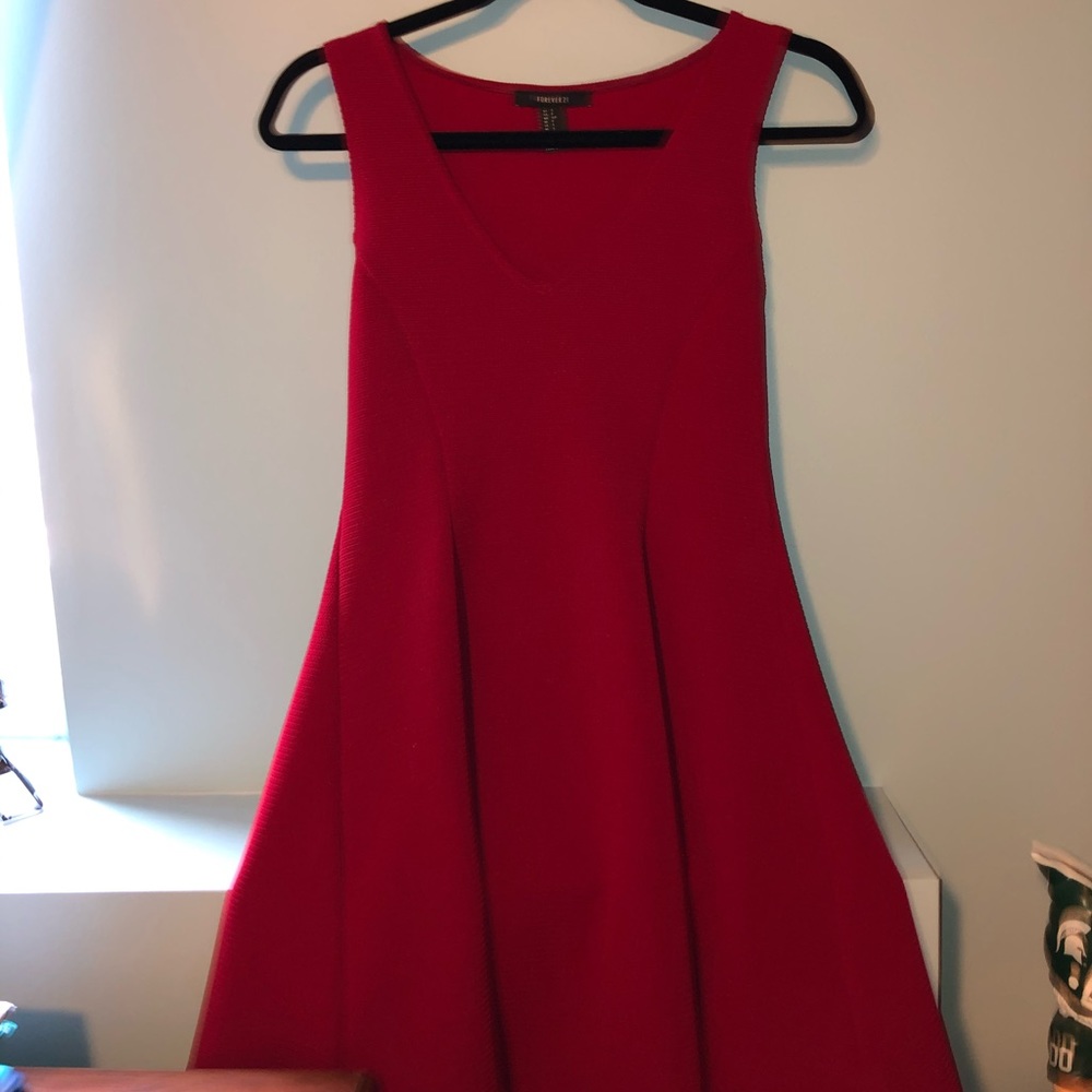 Elegant Red V-Neck Forever 21 Dress